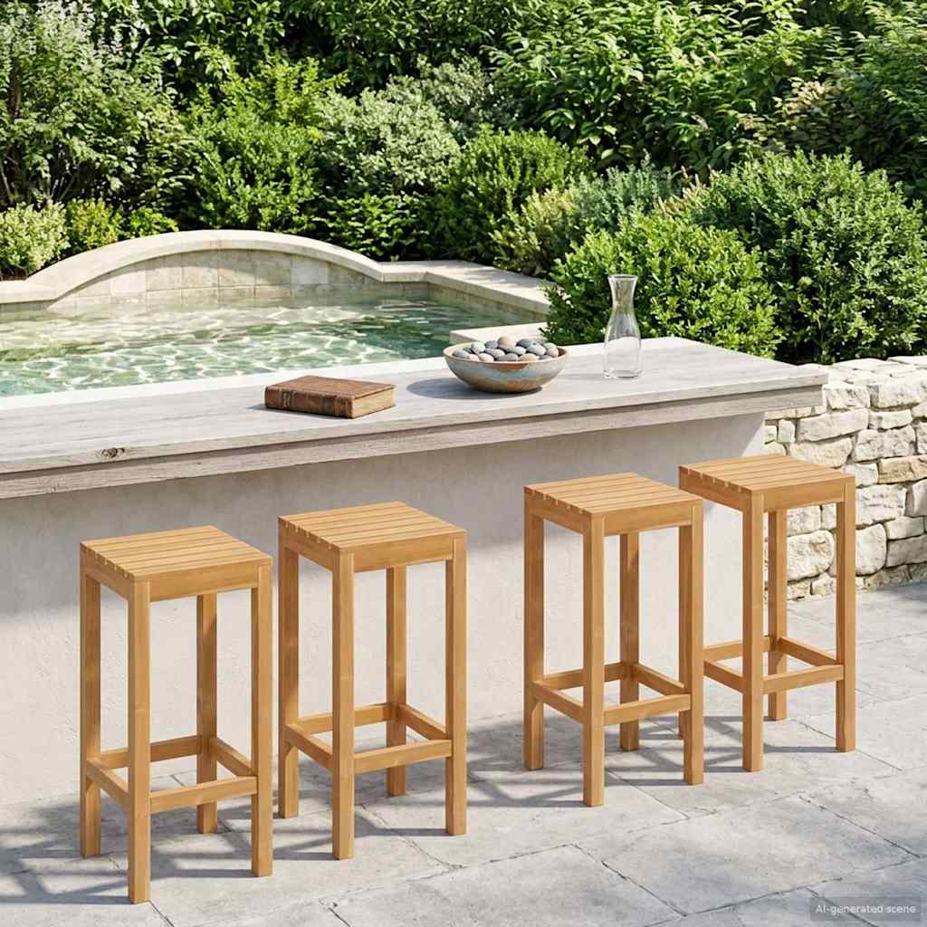 Barhocker 4 pcs Braun Massivholz Teak