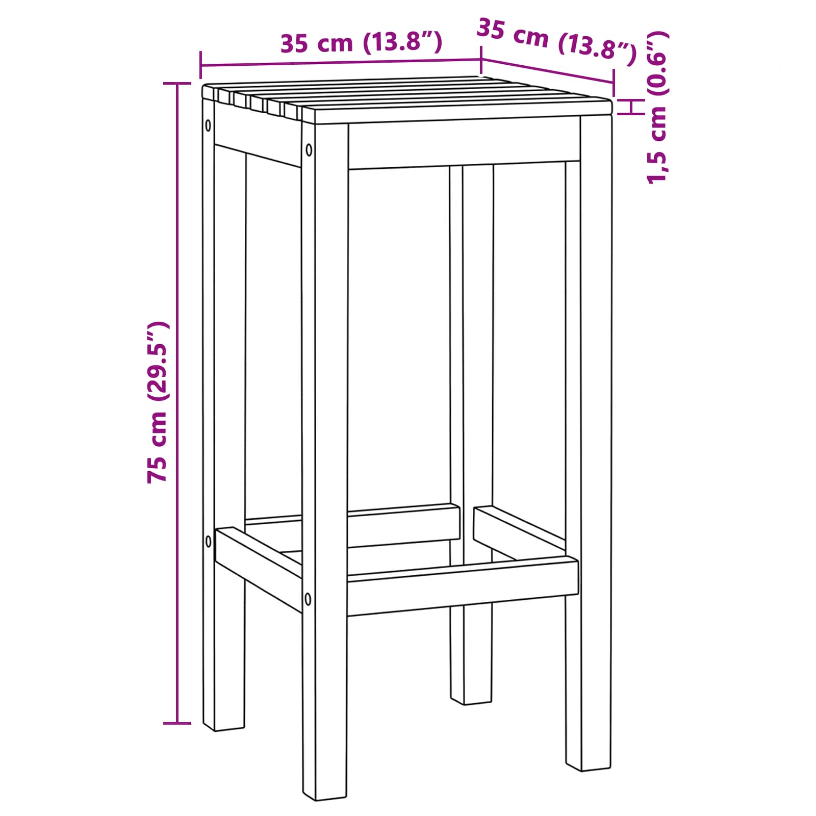 Barhocker 4 pcs Braun Massivholz Teak