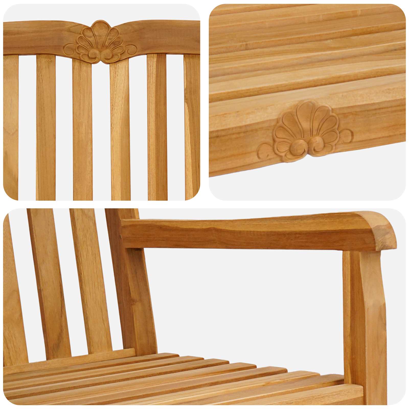 Handgefertigte Rosenbank Natur 228 x 61 x 94,5 cm