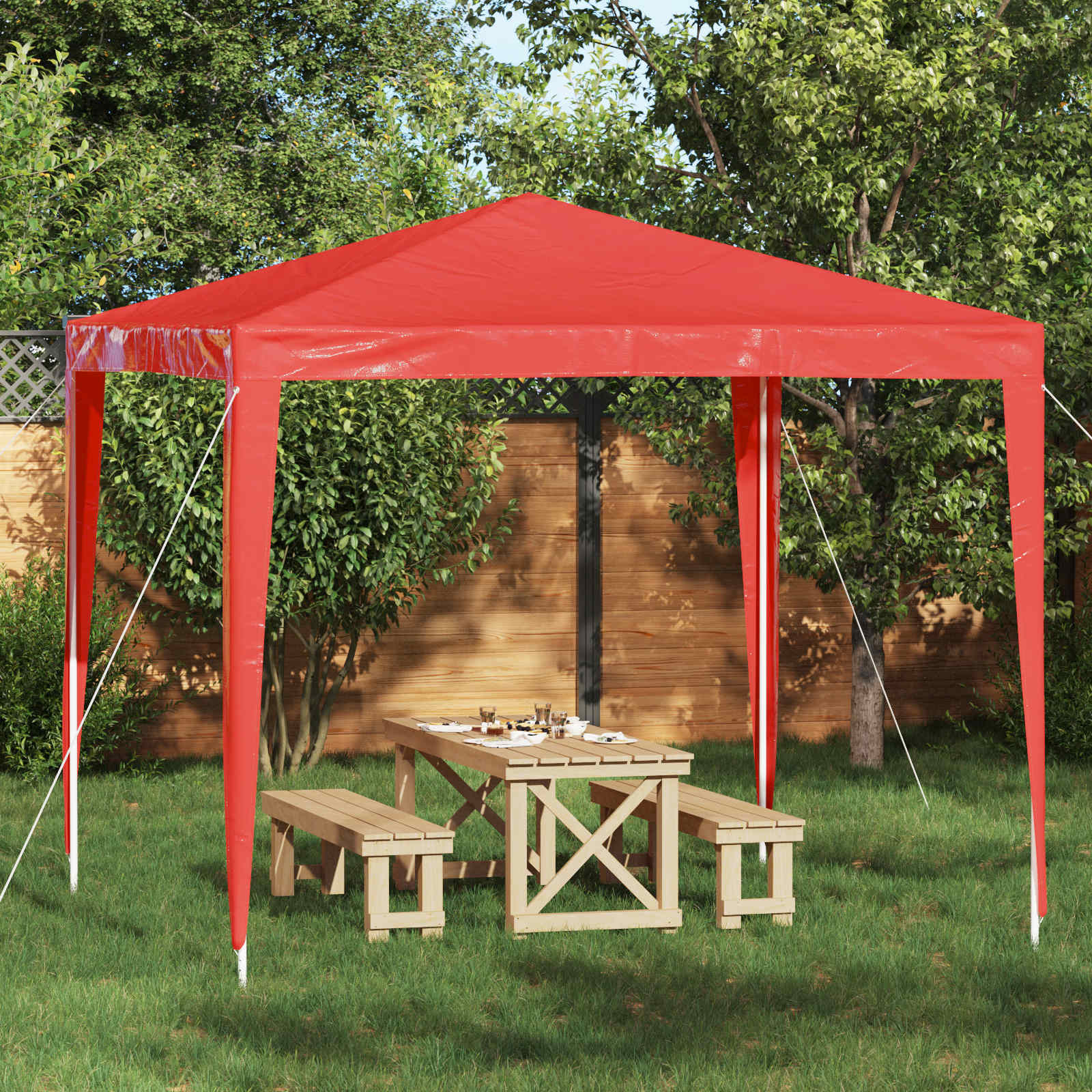 Party-Zelt 250 x 250 x 240 cm Rot PE und Stahl