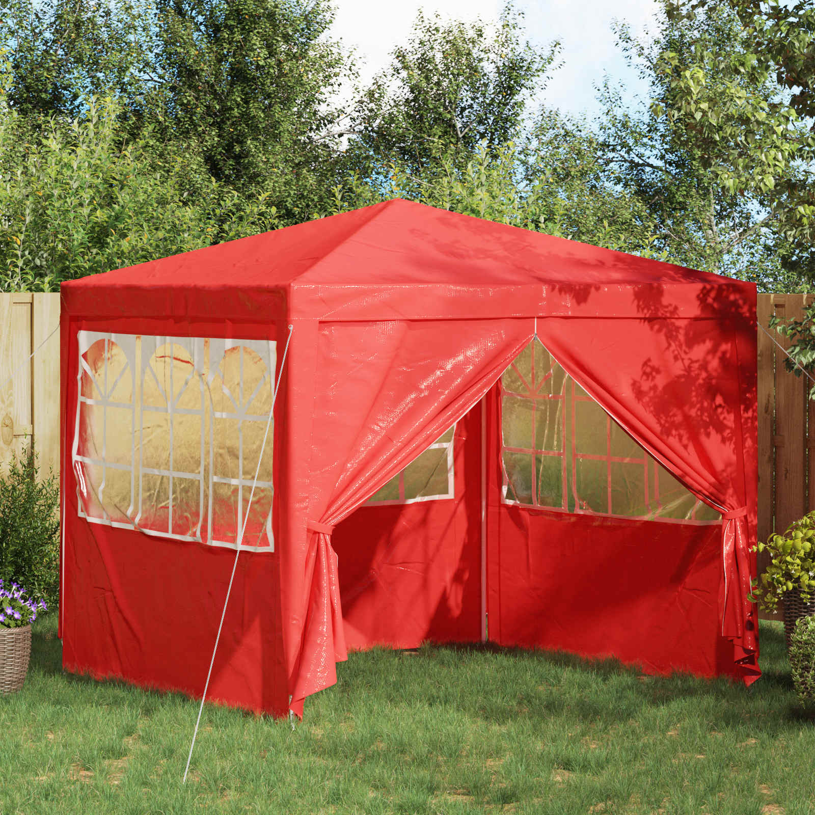 Party-Zelt Rot 250 x 250 x 240 cm PE und Stahl