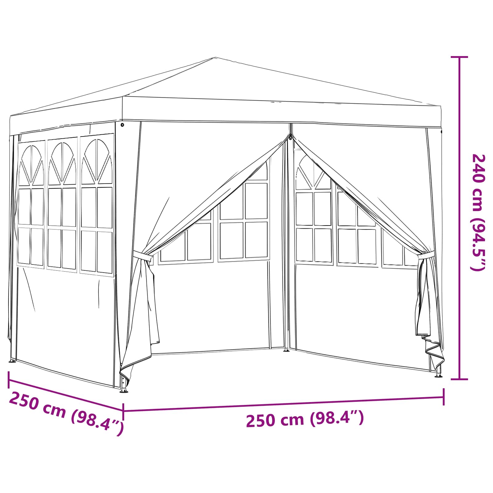 Party-Zelt Rot 250 x 250 x 240 cm PE und Stahl