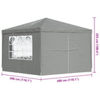 Party-Zelt 300 x 300 x 255 cm Hellgrau PE und Stahl