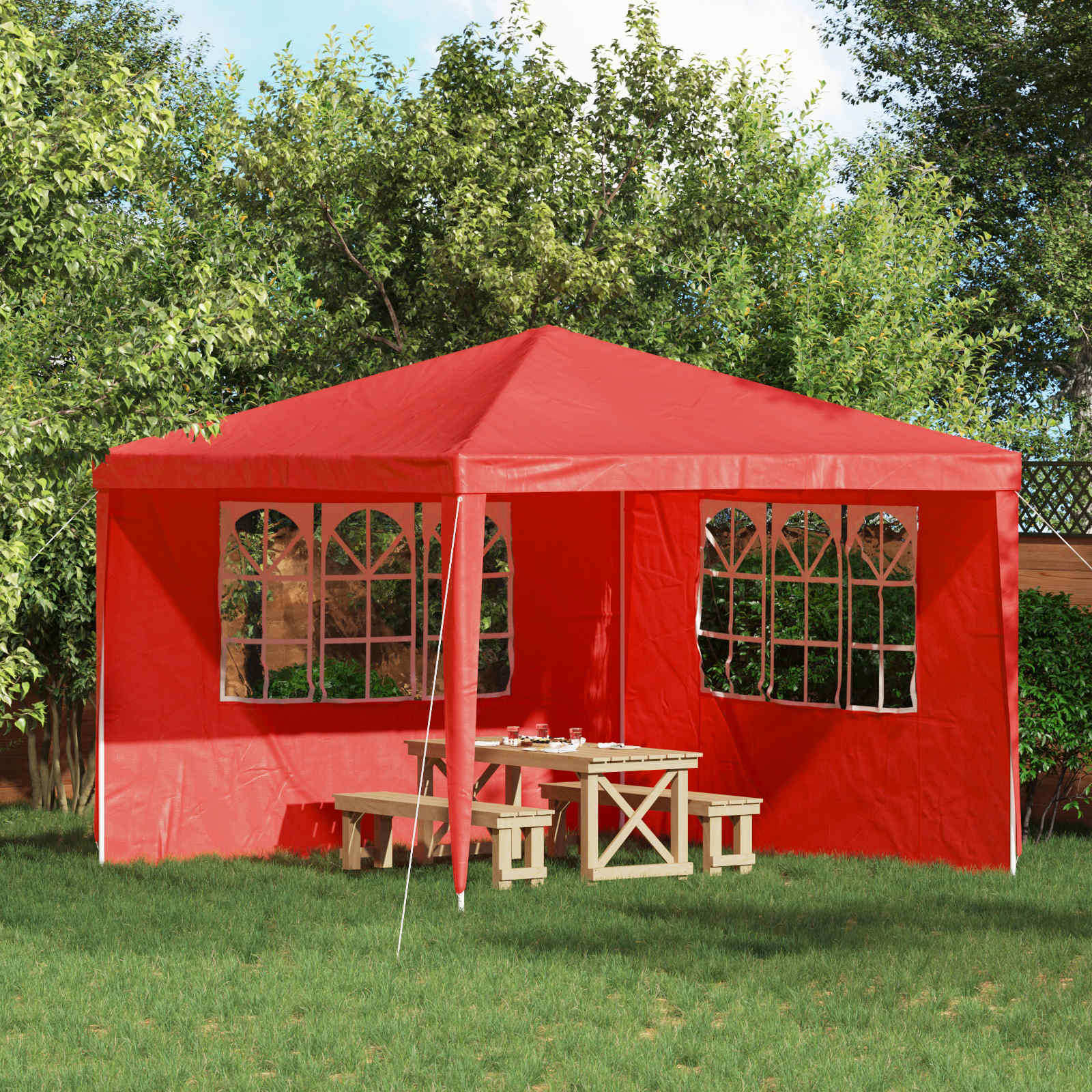 Party Zelt Seitenteil 2 pcs 300 x 195 cm Rot PE und Stahl