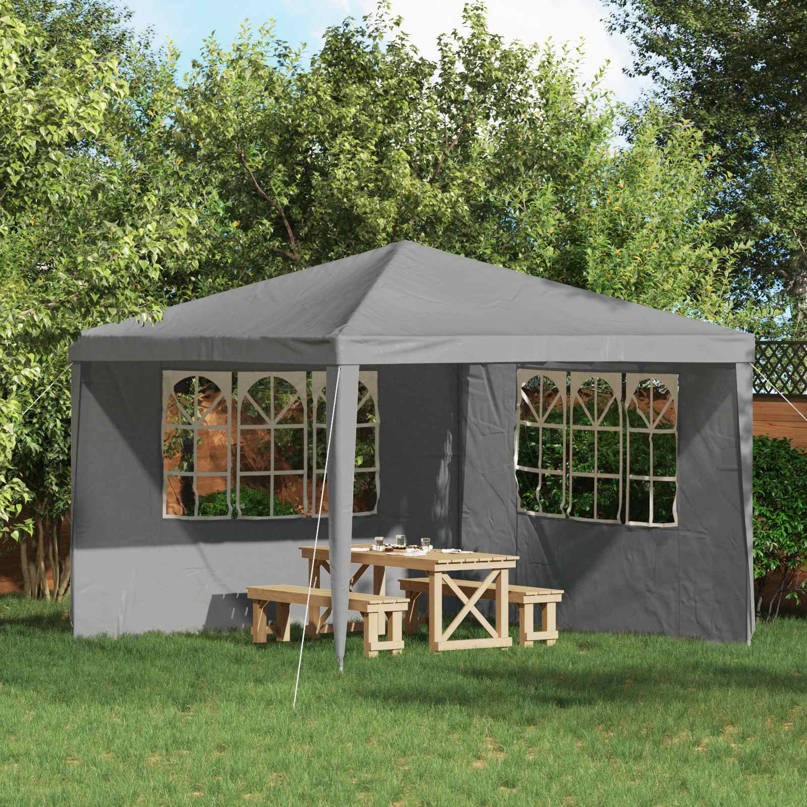 Party Zelt Seitenteil 2 pcs 300 x 195 cm Hellgrau PE und Stahl