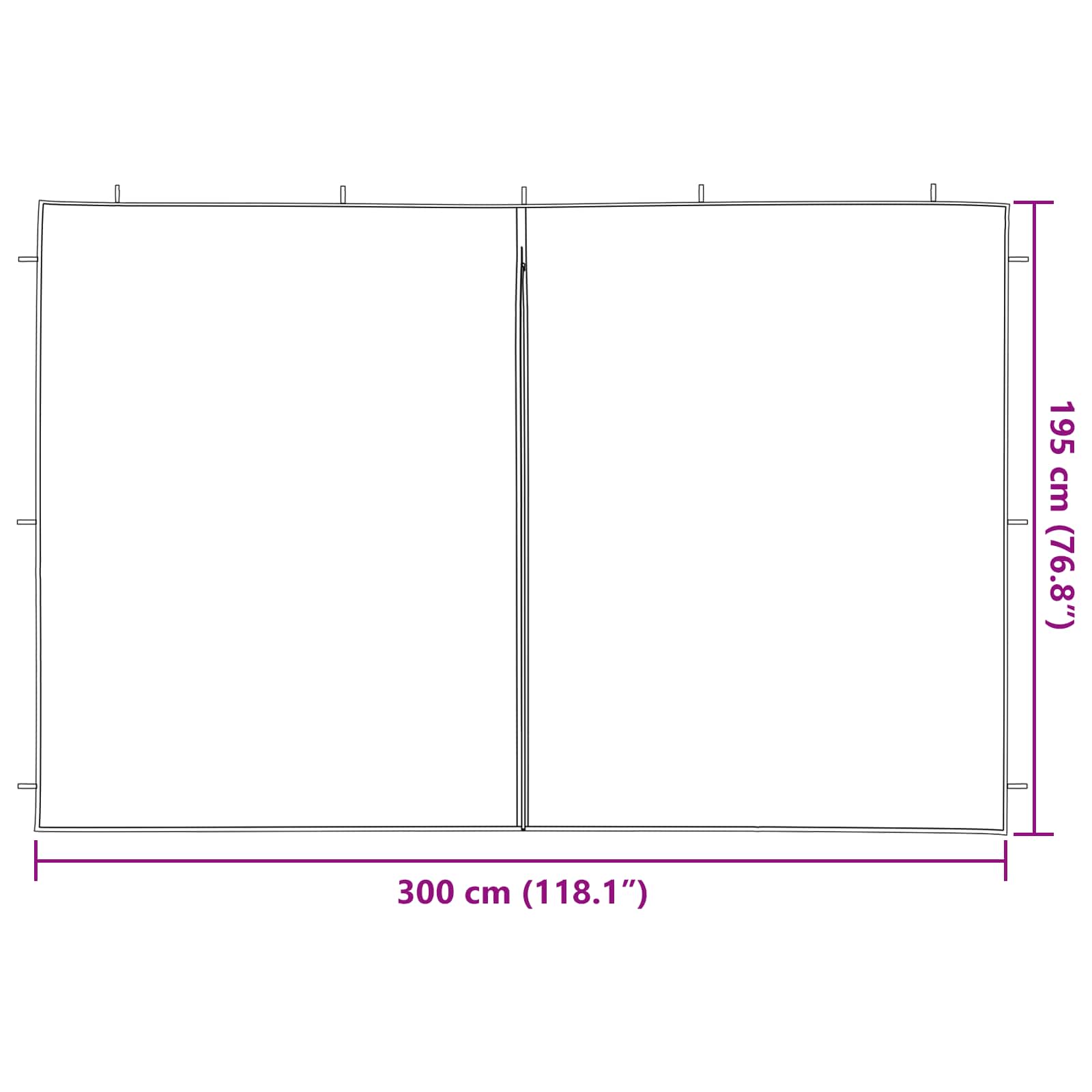 Party Zelt Seitenteil 2 pcs Rot 300 x 195 cm PE und Stahl