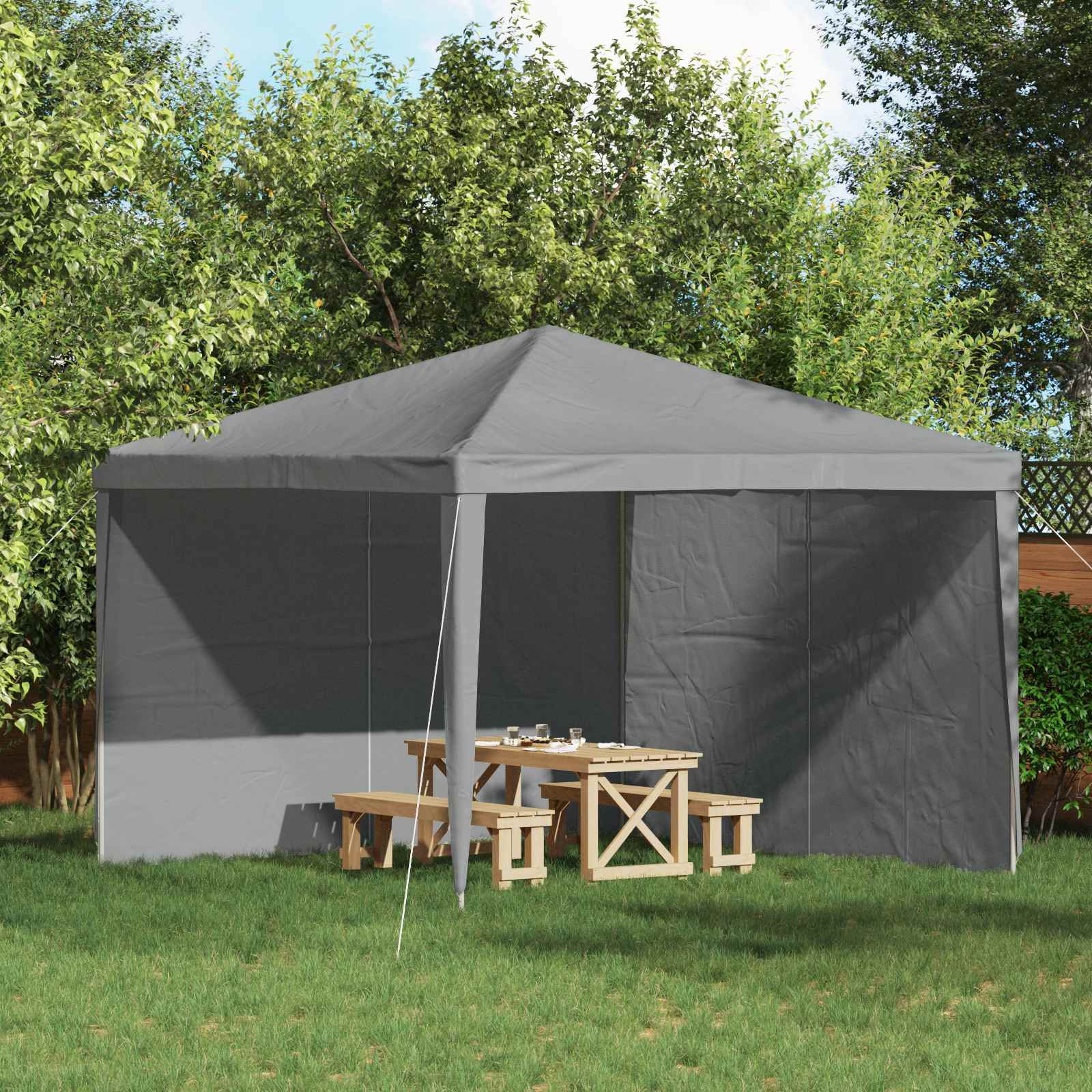 Party Zelt Seitenteil 2 pcs Hellgrau 400 x 195 cm PE und Stahl