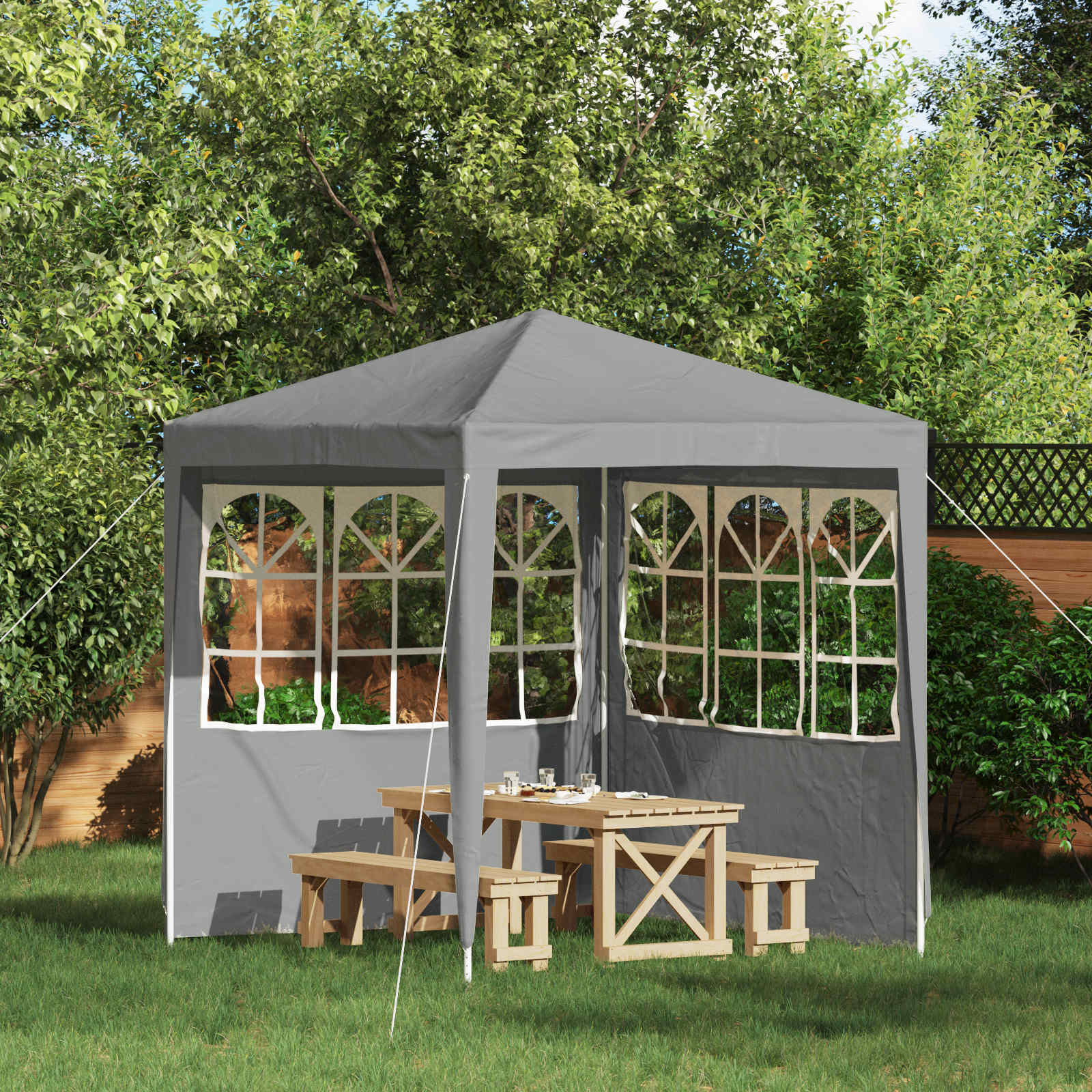 Party Zelt Seitenteil 2 pcs 200 x 195 cm Hellgrau PE und Stahl