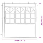 Party Zelt Seitenteil 2 pcs 200 x 195 cm Hellgrau PE und Stahl
