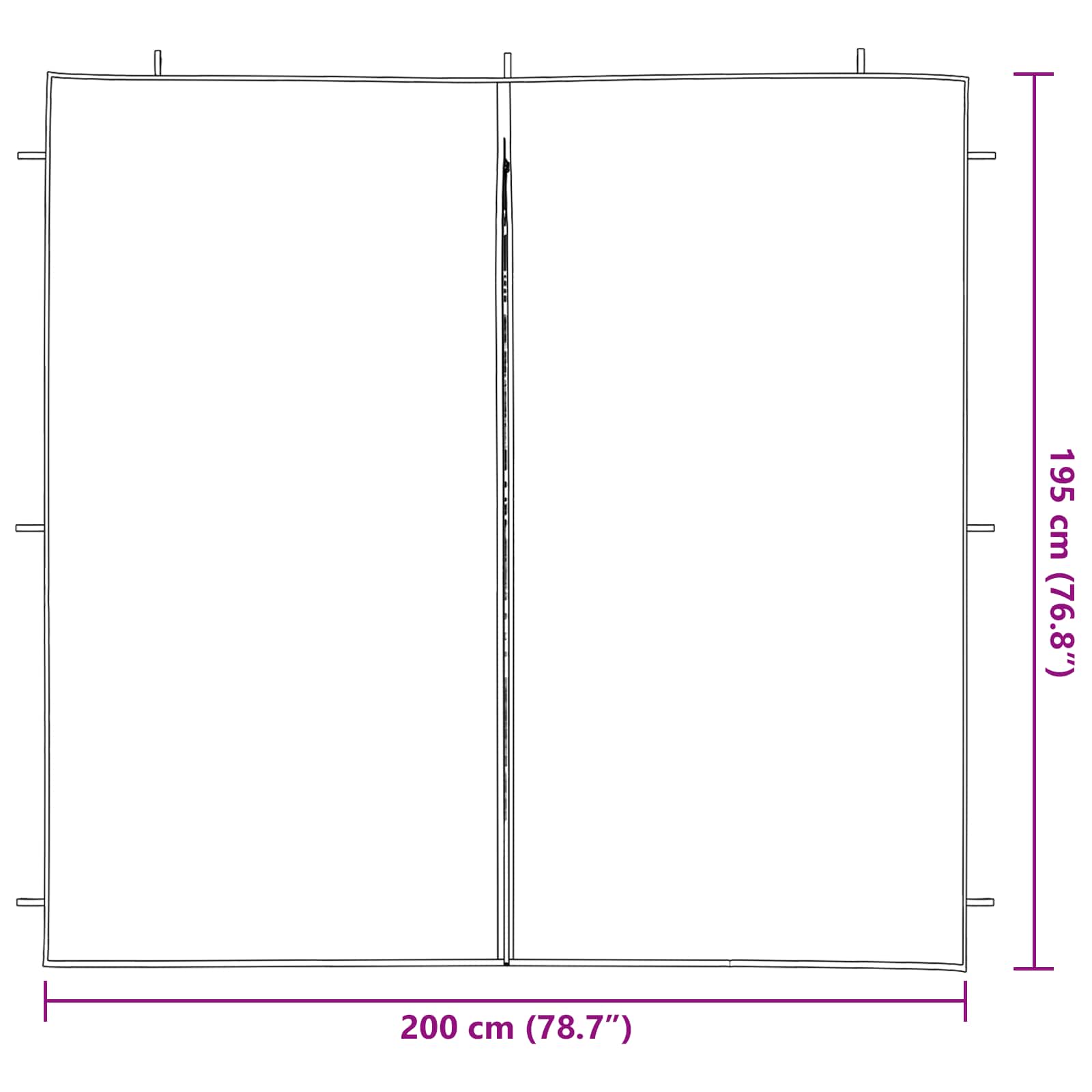 Party Zelt Seitenteil 2 pcs Hellgrau 200 x 195 cm PE und Stahl