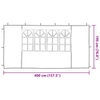 Party Zelt Seitenteil 2 pcs 400 x 195 cm Anthrazit PE und Stahl