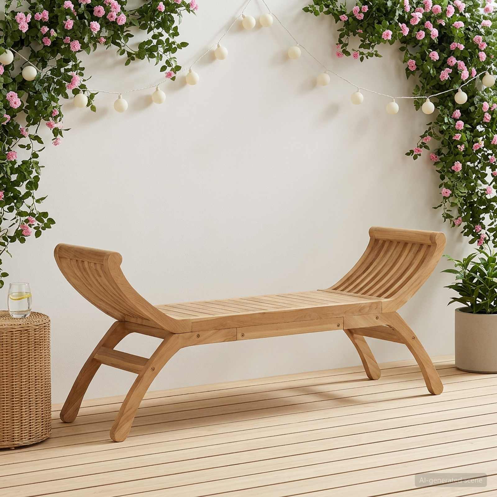 Gartenbank 2-Sitzanzahl 126 cm Massivholz Teak Natur
