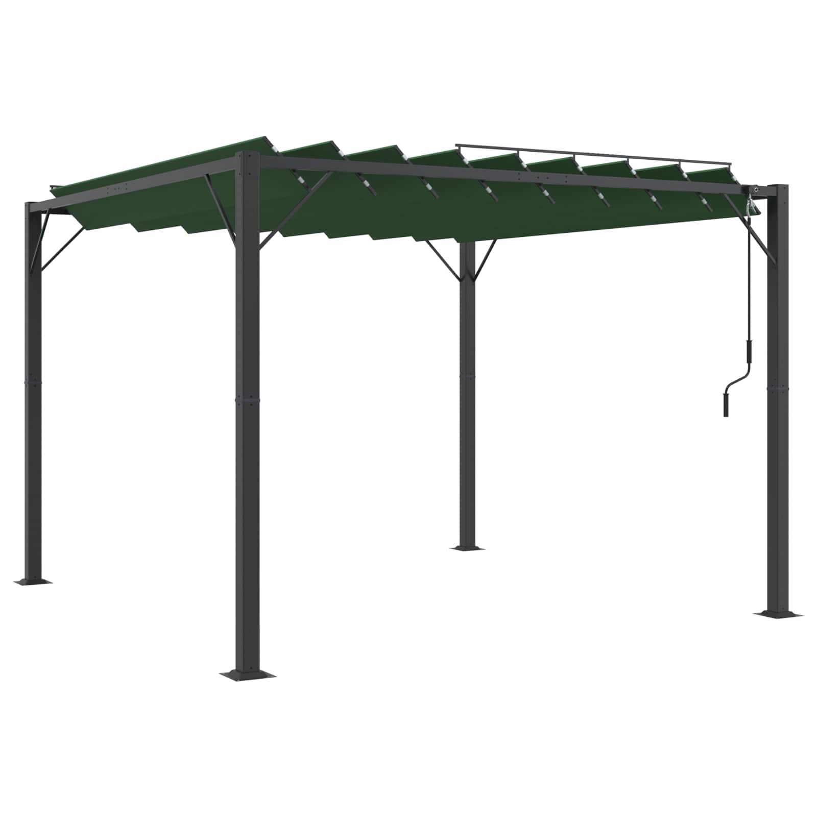 Gazebo mit Lamellen-Dach Grün 3 x 3 x 2,14 m