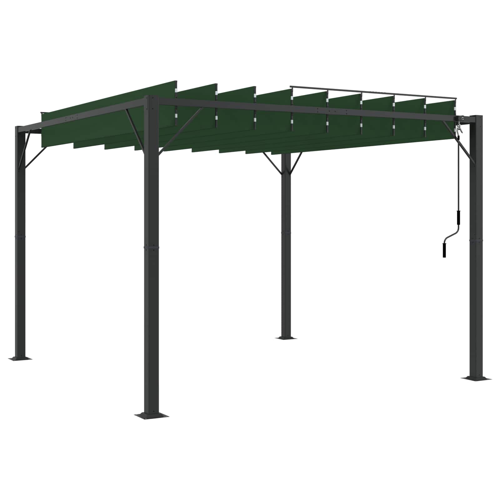 Gazebo mit Lamellen-Dach Grün 3 x 3 x 2,14 m