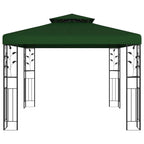 Pavillon 3 x 3 x 2,68 m Grün Polyester und Stahl