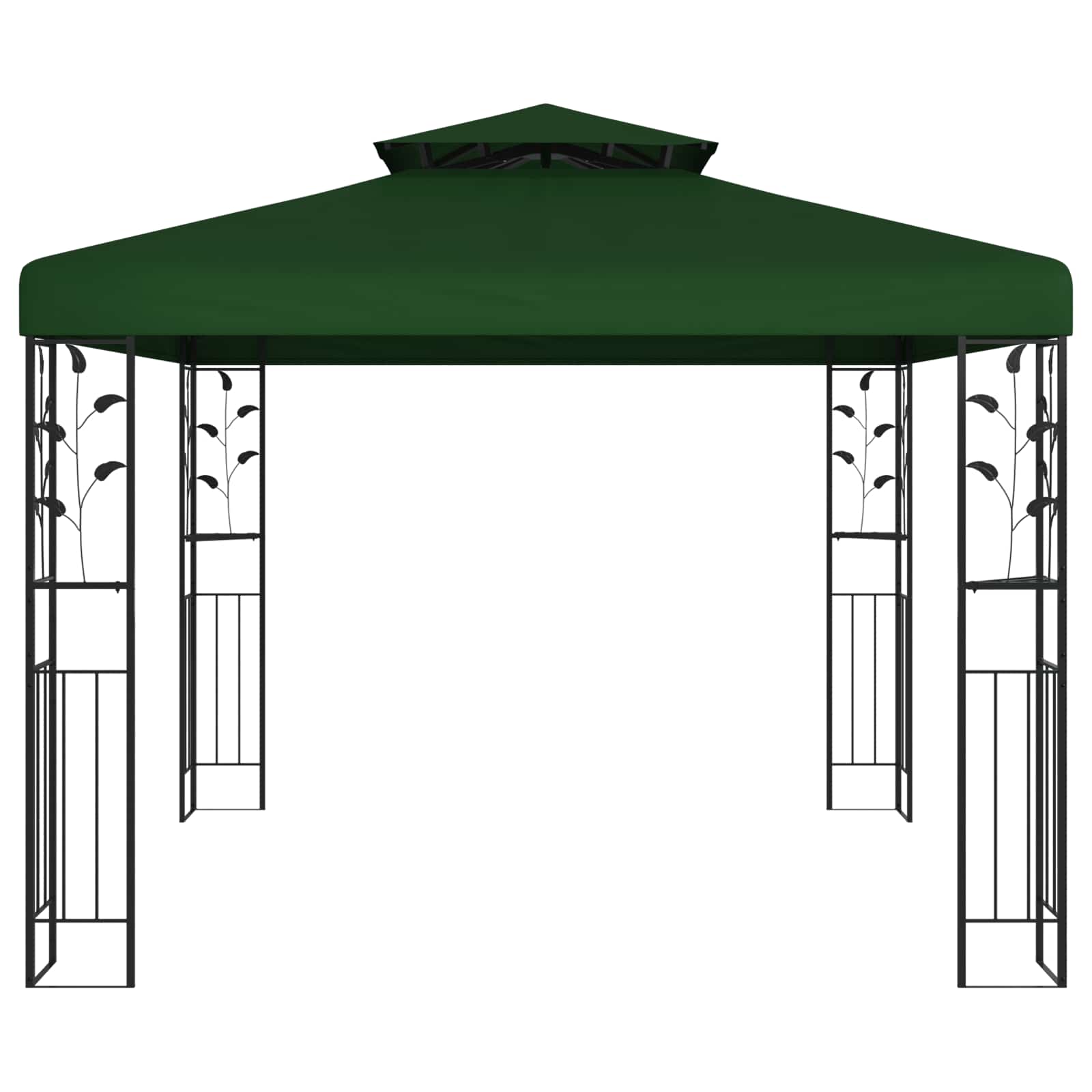 Pavillon 3 x 3 x 2,68 m Grün Polyester und Stahl