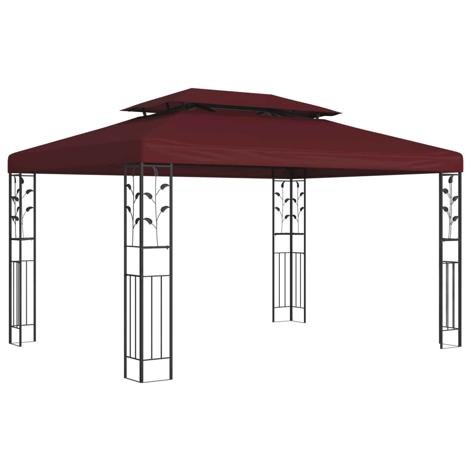 Pavillon 3,97 x 2,96 x 2,68 m Weinrot Polyester und Stahl