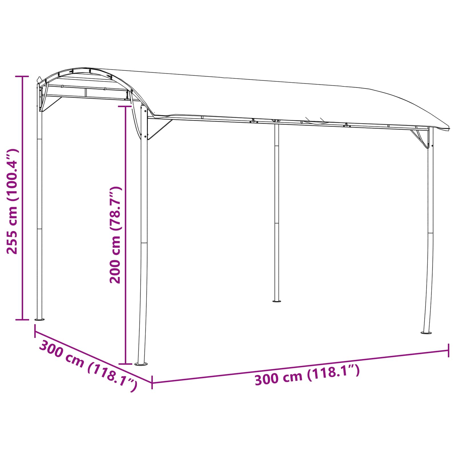 Pavillon 3 x 3 x 2,55 m Grün Stoff und Aluminium 180 gsm