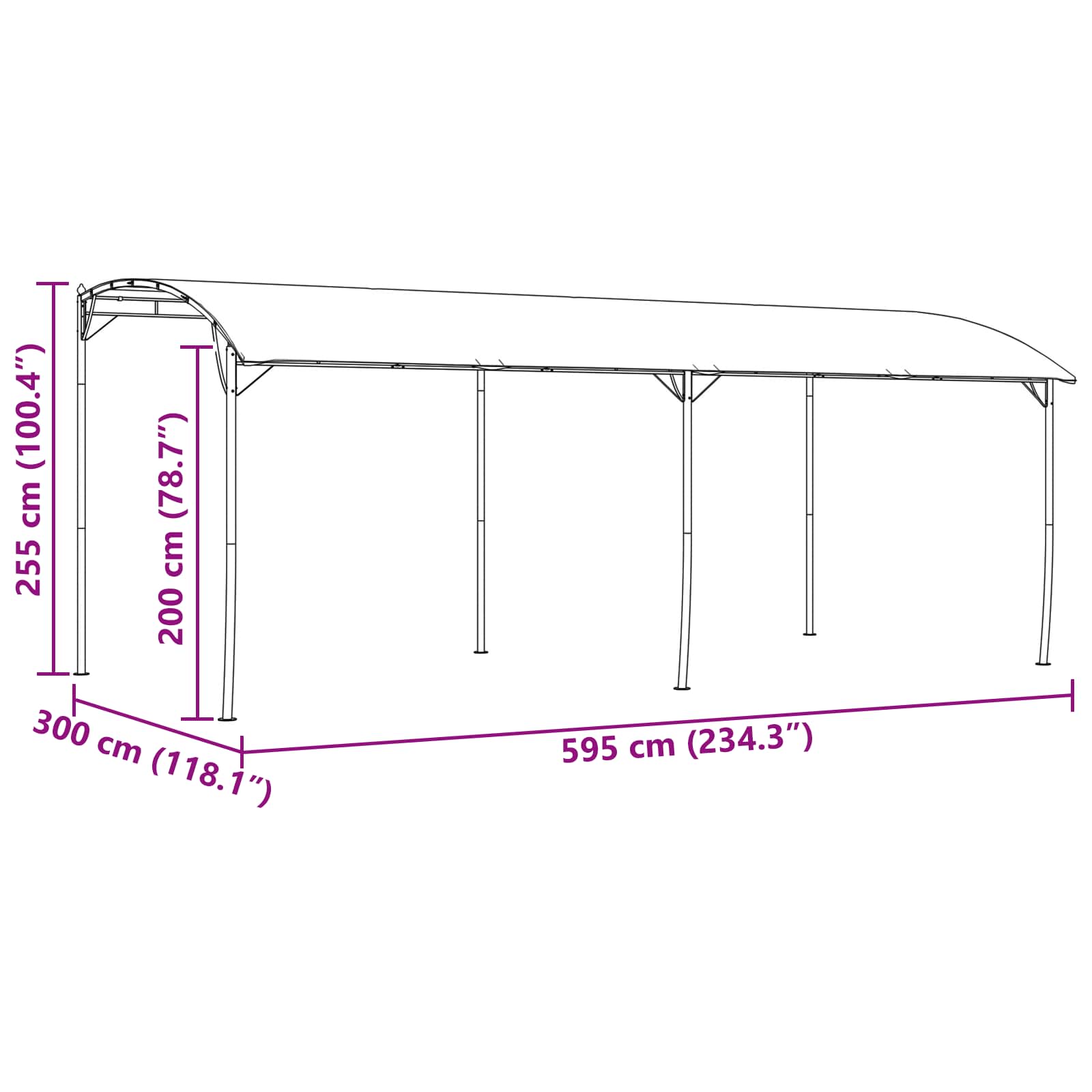 Pavillon 6 x 3 x 2,55 m Grün Stoff und Aluminium 180 gsm