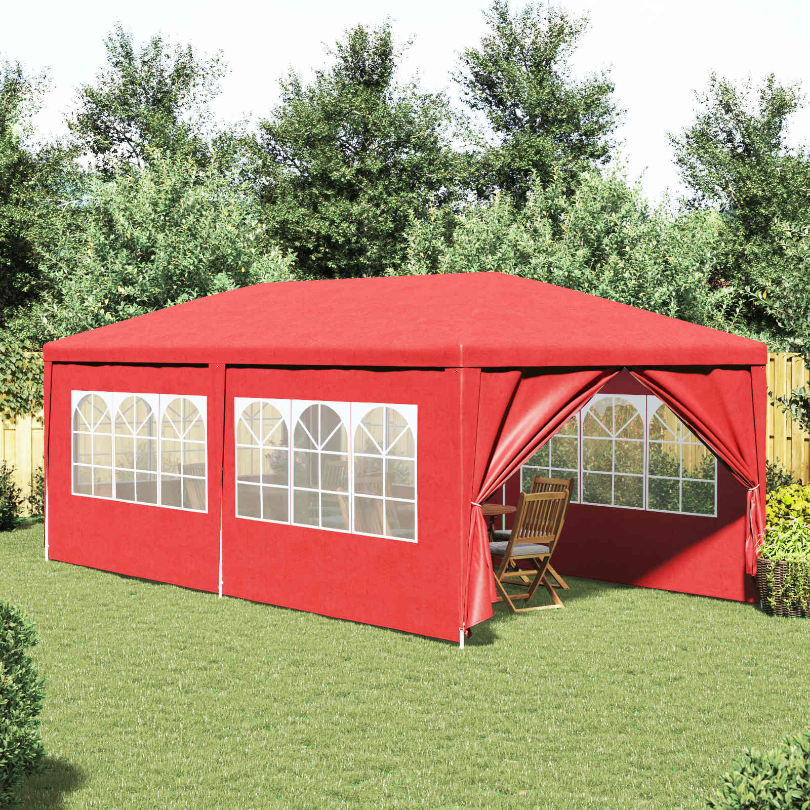 Party-Zelt 600 x 300 x 255 cm Rot PE und Stahl