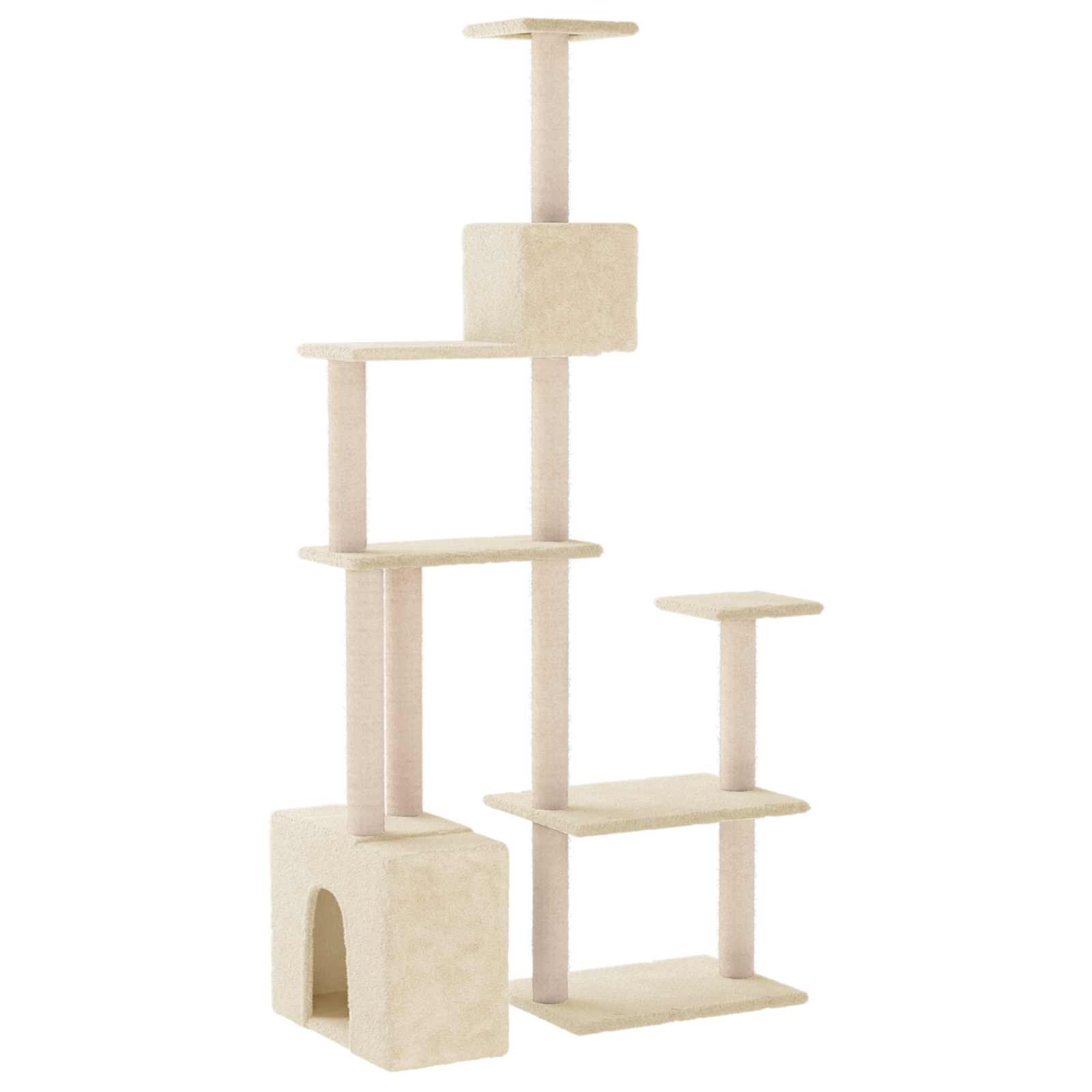 Katzennbaum mit Sisal-Kratzsäulen Creme 177,5 cm