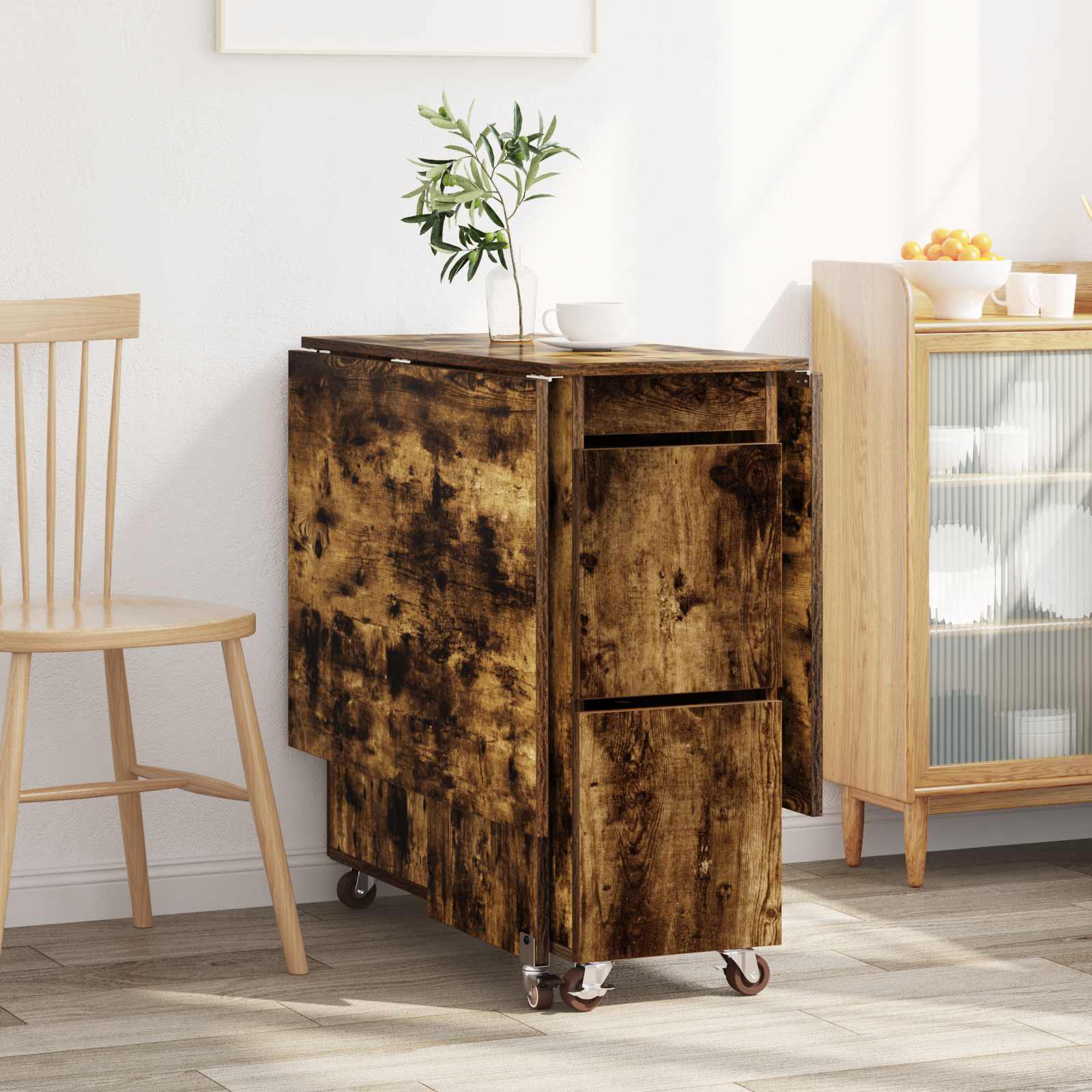 Esstisch 2 pcs 140 x 80 x 77 cm Holzwerkstoff Geräucherte Eiche