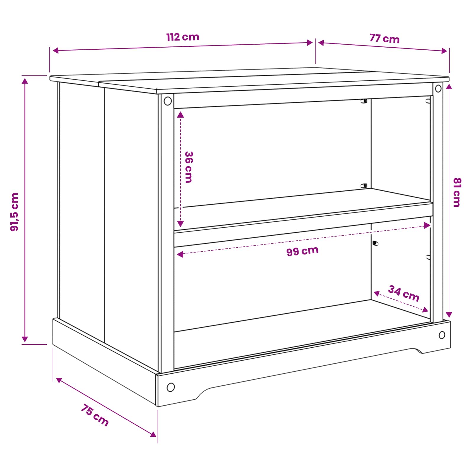 Küchentrolley 2 pcs Weiß und Honigwachs 112 x 77 x 91,5 cm
