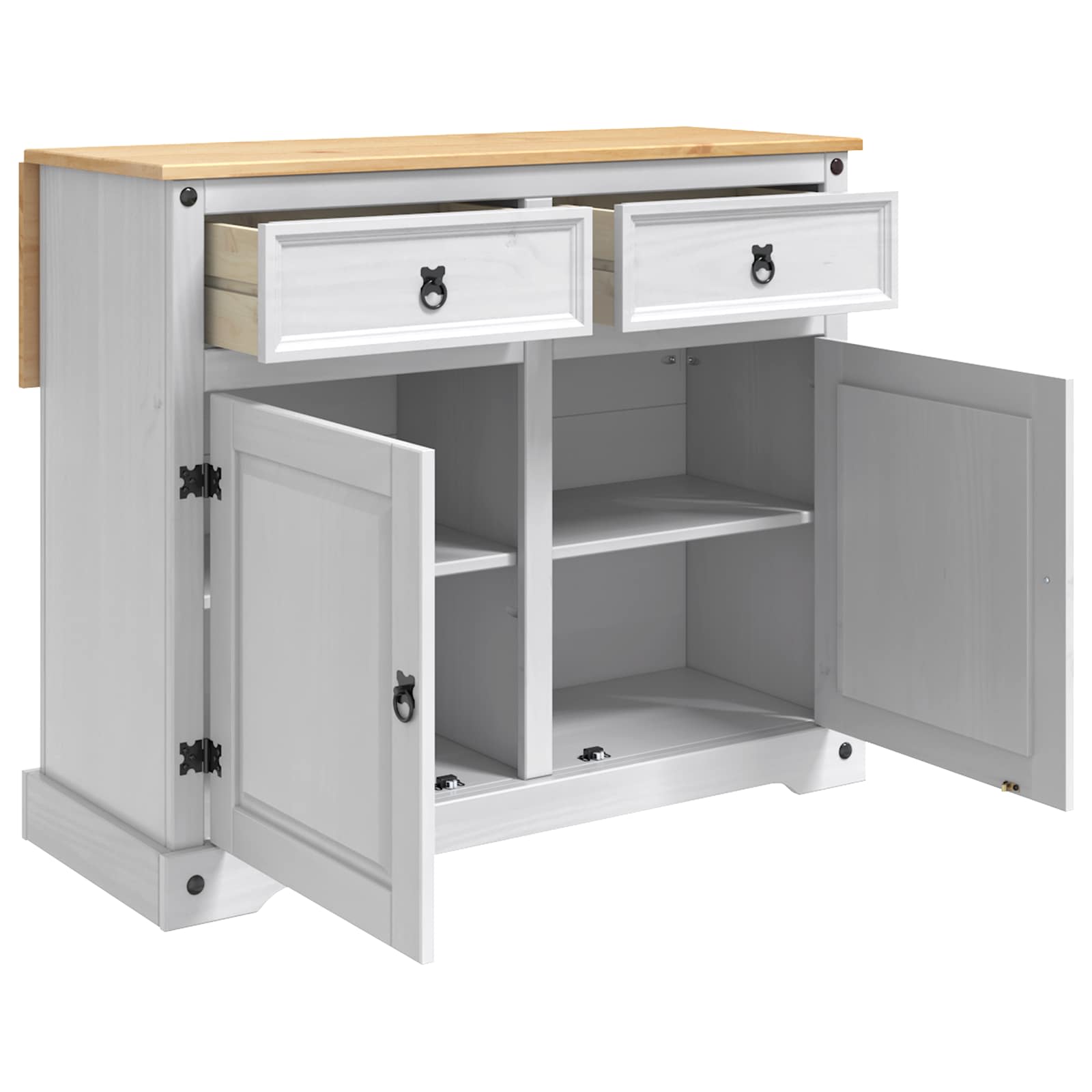 Küchentrolley 2 pcs Weiß und Honigwachs 112 x 70 x 91,5 cm