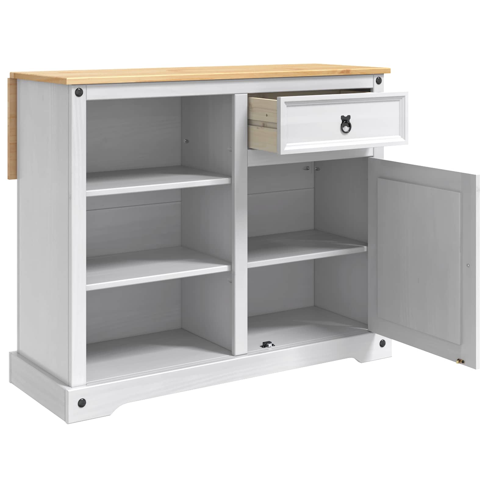Küchentrolley 2 pcs Weiß und Honigwachs 112 x 70 x 91,5 cm