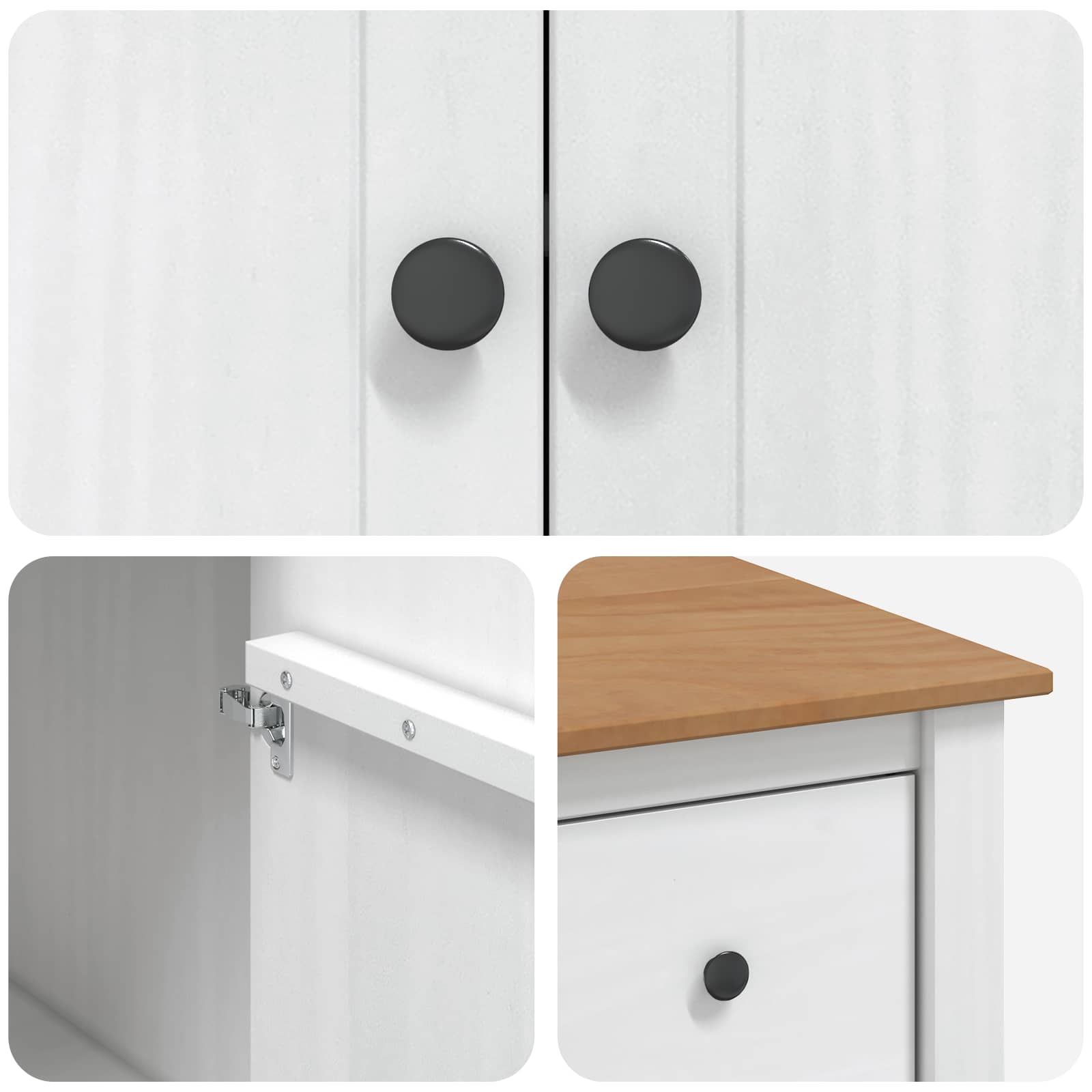 Küchentrolley PANAMA 2 pcs Weiß und Honigwachs 112 x 77 x 90 cm