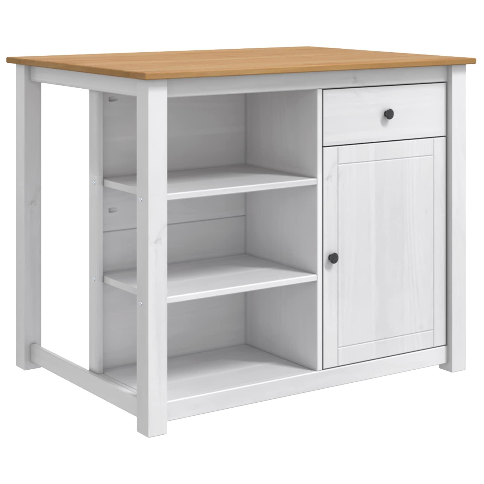 Küchentrolley PANAMA 2 pcs Weiß und Honigwachs 112 x 77 x 90 cm