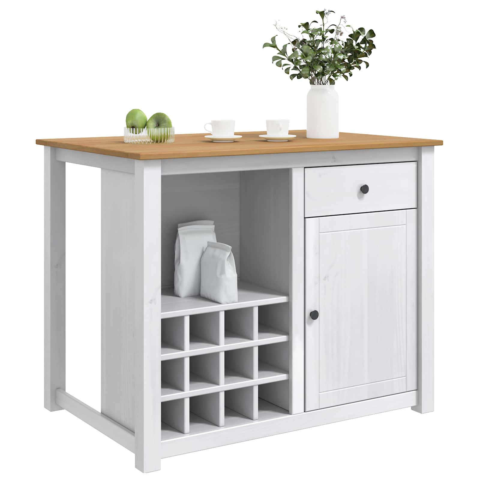 Küchentrolley PANAMA 2 pcs Weiß und Honigwachs 112 x 77 x 90 cm