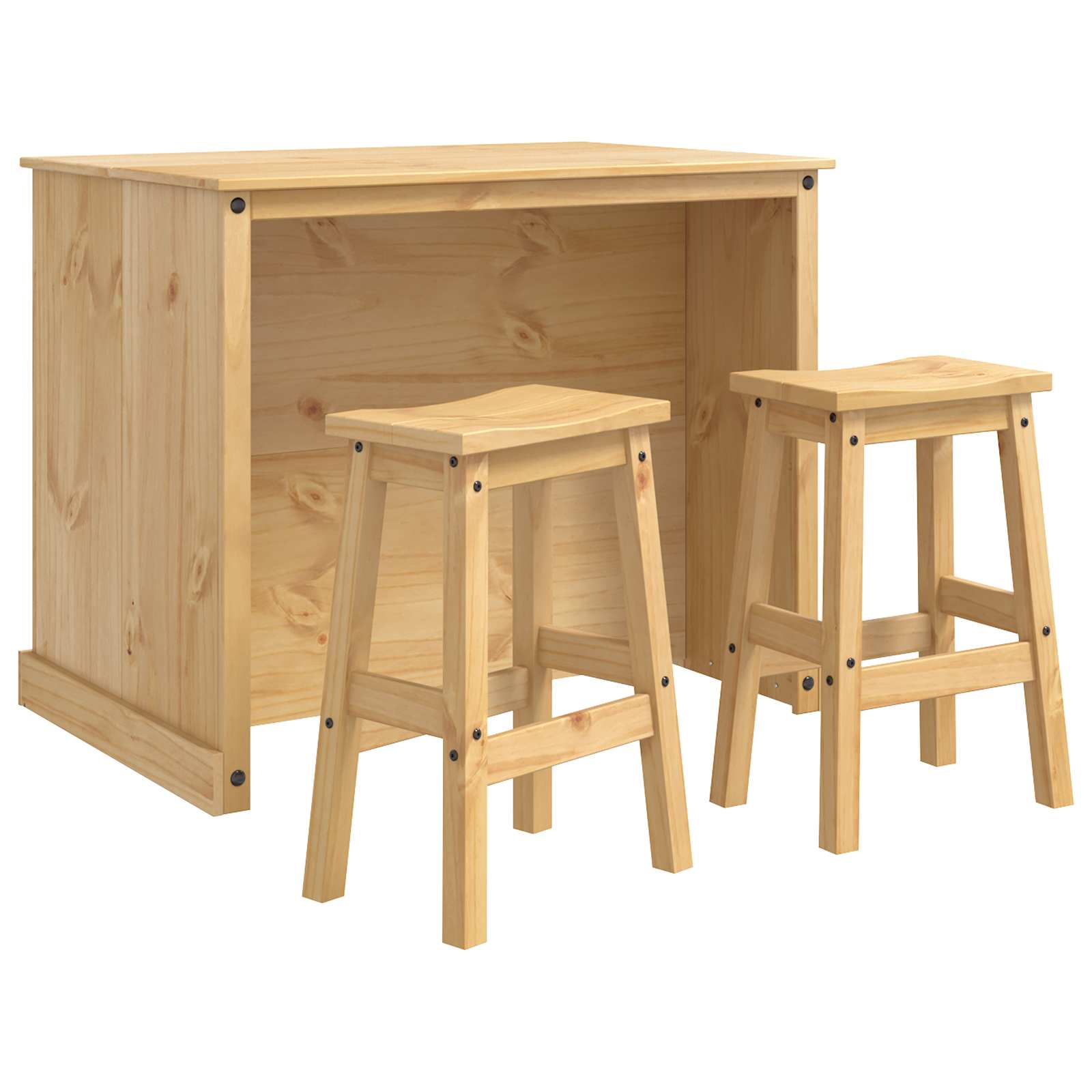 Kücheninsel Set mit Regal 3 pcs Honigwachs Massiv-Kiefer