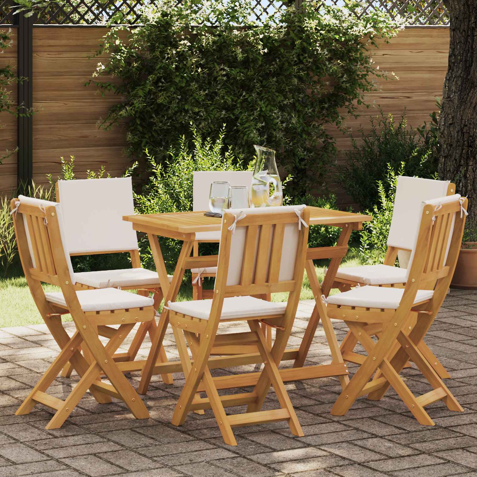 Außen Bistro-Stühle mit Kissen 6 pcs Cremeweiß 38 x 46 x 85 cm