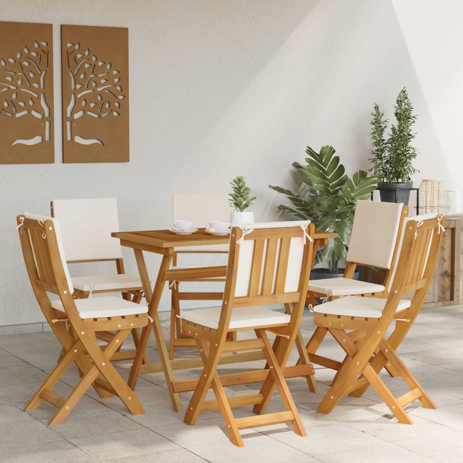 Außen Bistro-Stühle mit Kissen 6 pcs Cremeweiß 38 x 46 x 85 cm