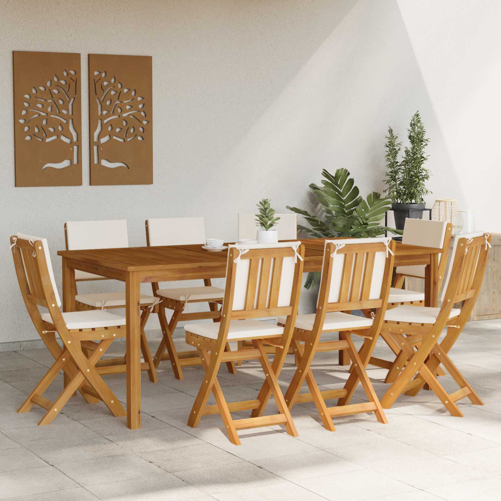 Außen Bistro-Stühle mit Kissen 8 pcs Cremeweiß 38 x 46 x 85 cm