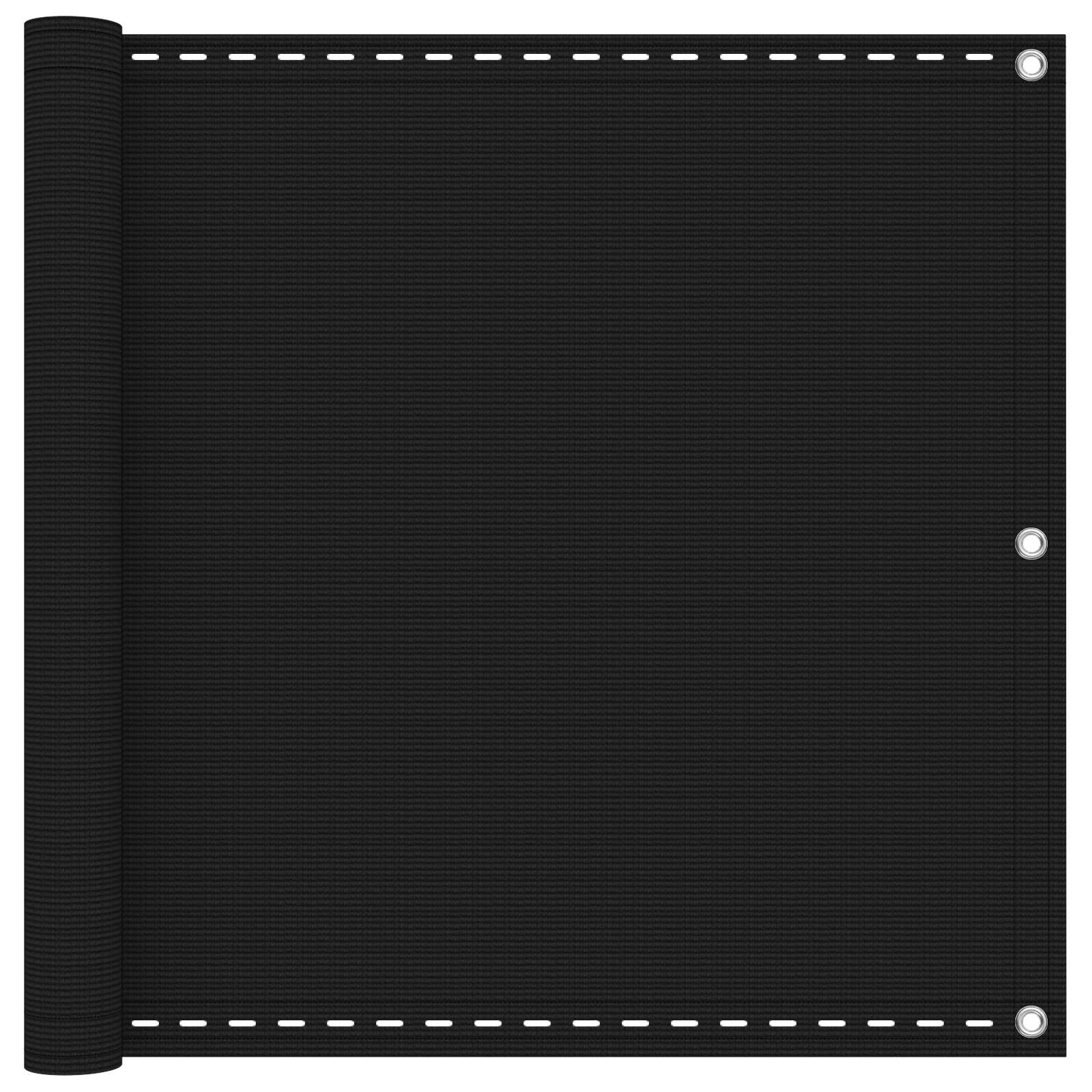 Balkonsichtschutz Schwarz 90 x 800 cm HDPE und Aluminium