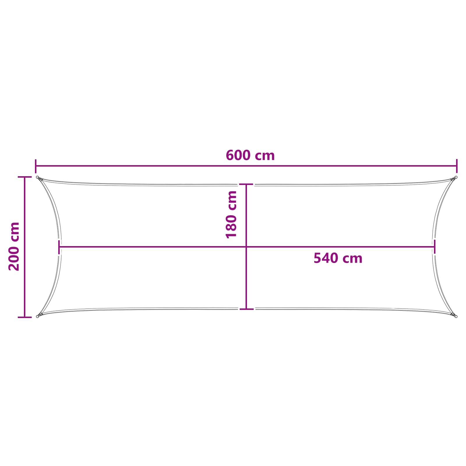 Sonnensegel Taupe 2 x 6 m HDPE