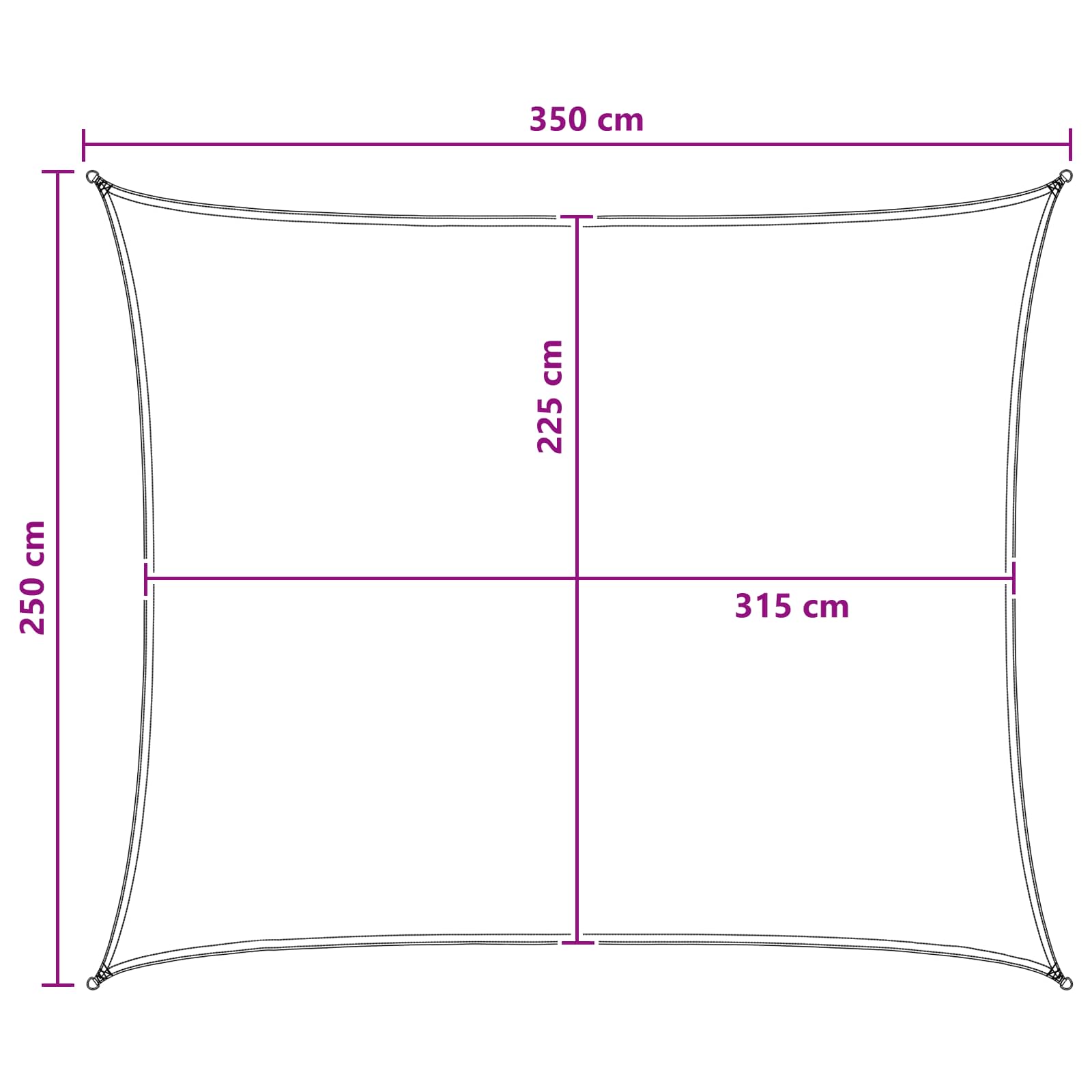 Sonnensegel Anthrazit und Weiß 2,5 x 3,5 m HDPE
