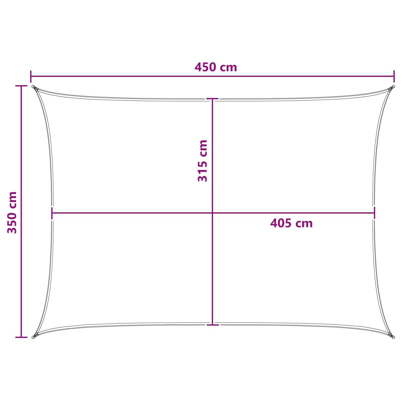 Sonnensegel Anthrazit und Weiß 3,5 x 4,5 m HDPE