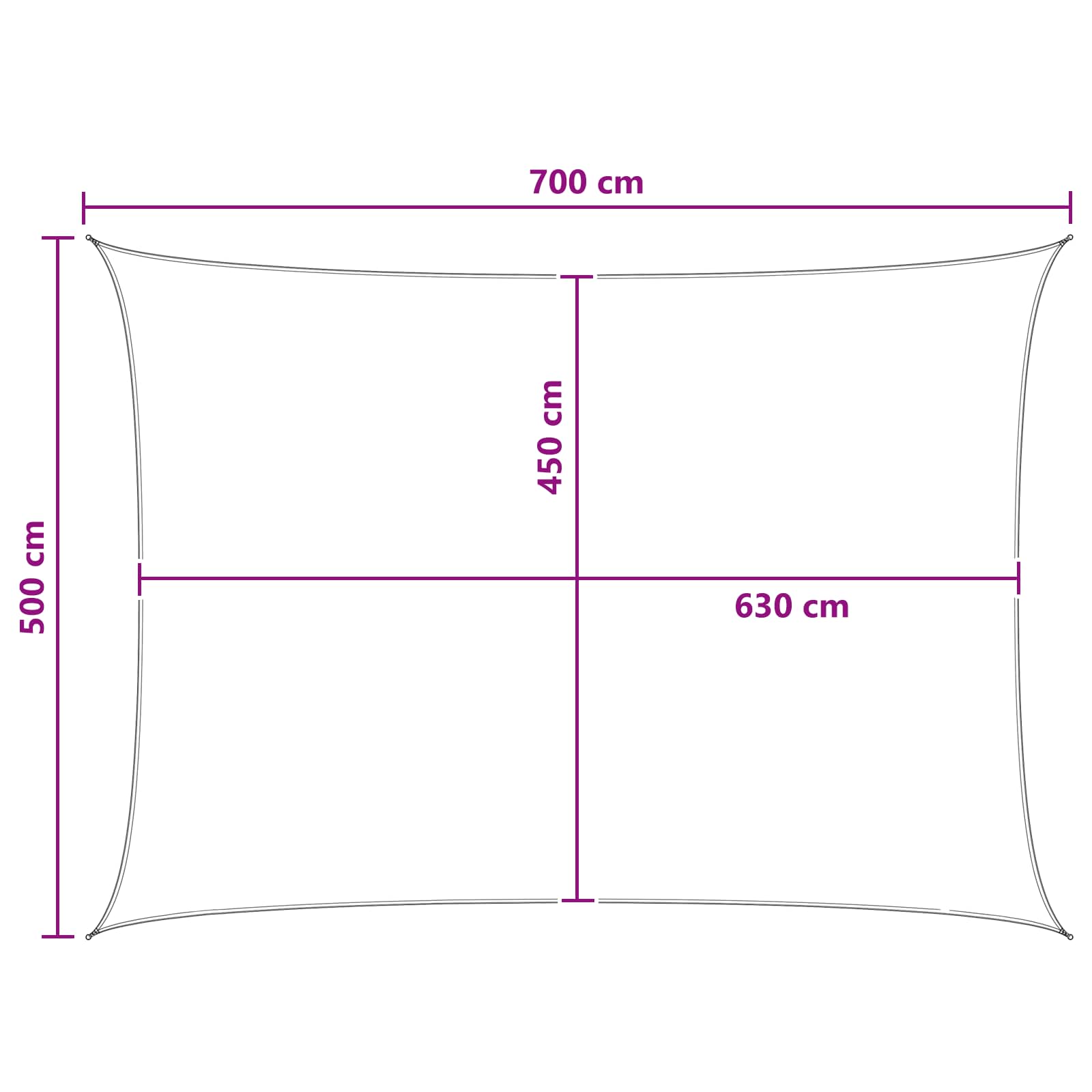Sonnensegel Anthrazit und Weiß 5 x 7 m HDPE