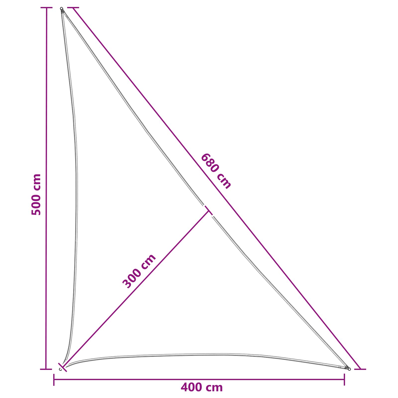 Sonnensegel 4 x 5 x 6,8 m HDPE