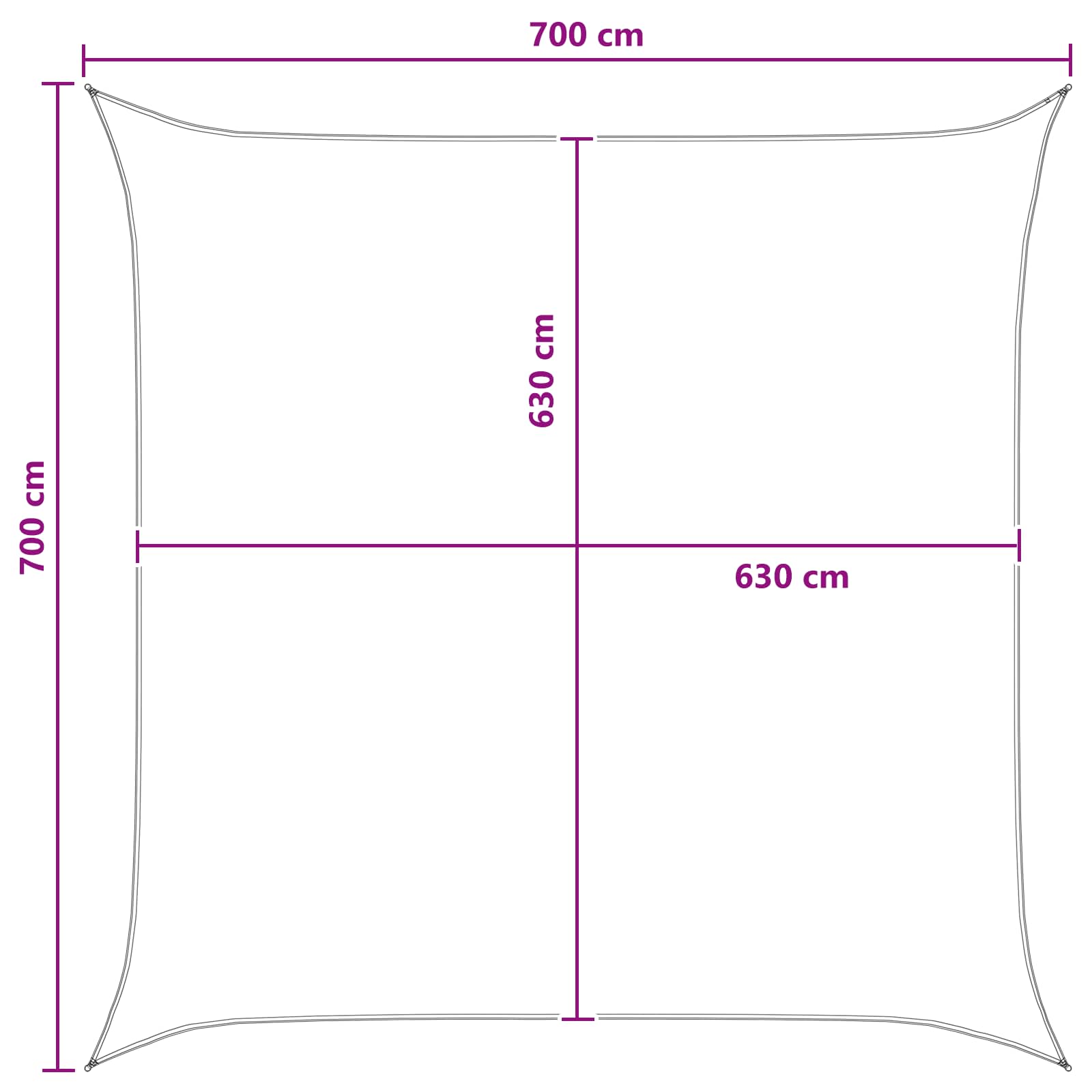 Sonnensegel Gelb und Weiß 7 x 7 m HDPE