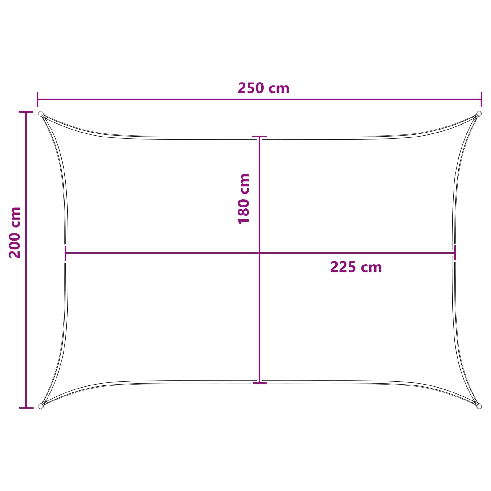 Sonnensegel Gelb und Weiß 2 x 2,5 m HDPE