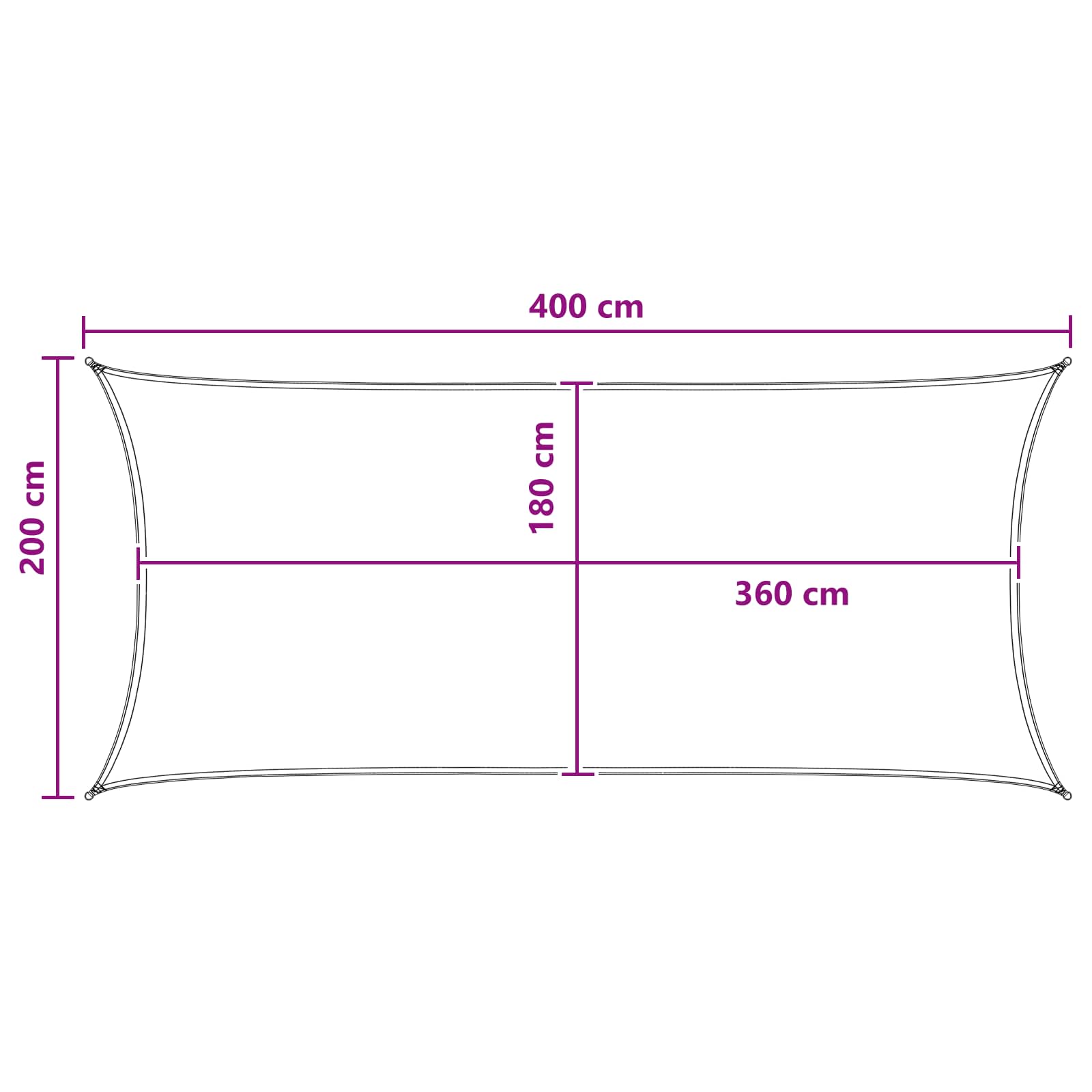 Sonnensegel Gelb und Weiß 2 x 4 m HDPE
