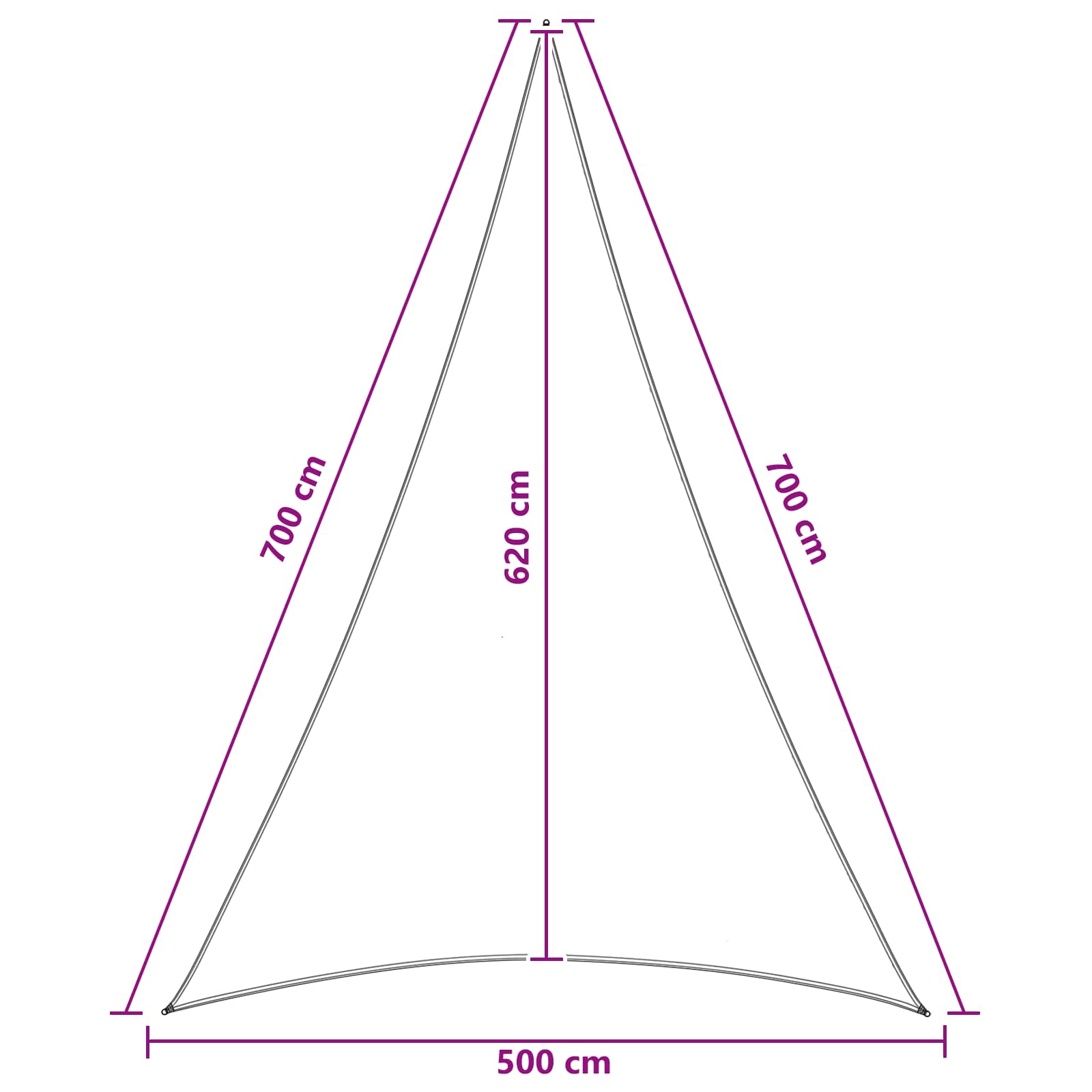 Sonnensegel 5 x 7 x 7 m HDPE