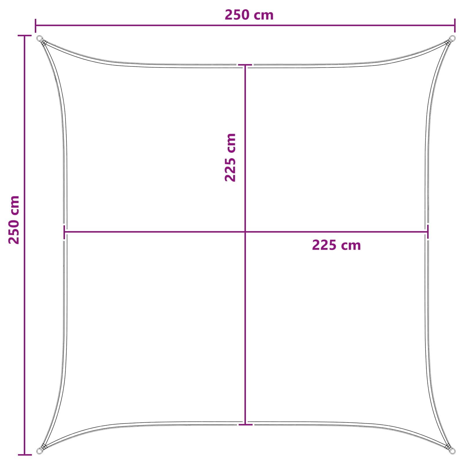 Sonnensegel Hellgrau und Weiß 2,5 x 2,5 m HDPE