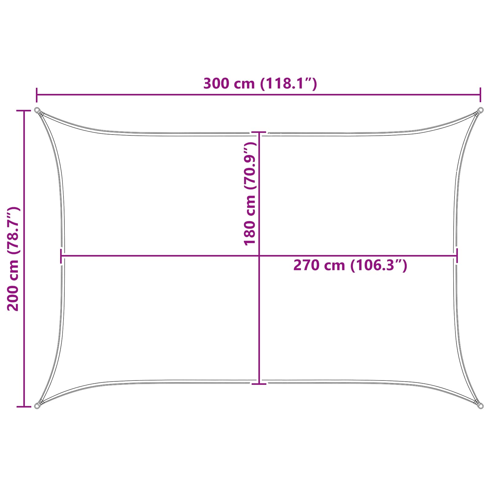Sonnensegel Hellgrau und Weiß 2 x 3 m HDPE