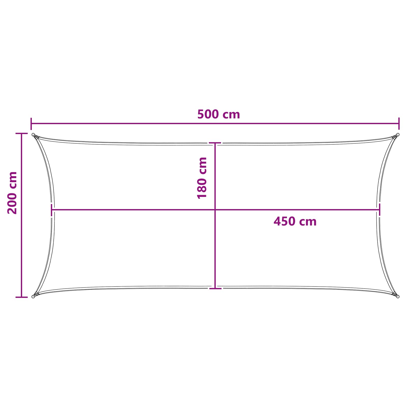 Sonnensegel Hellgrau und Weiß 2 x 5 m HDPE