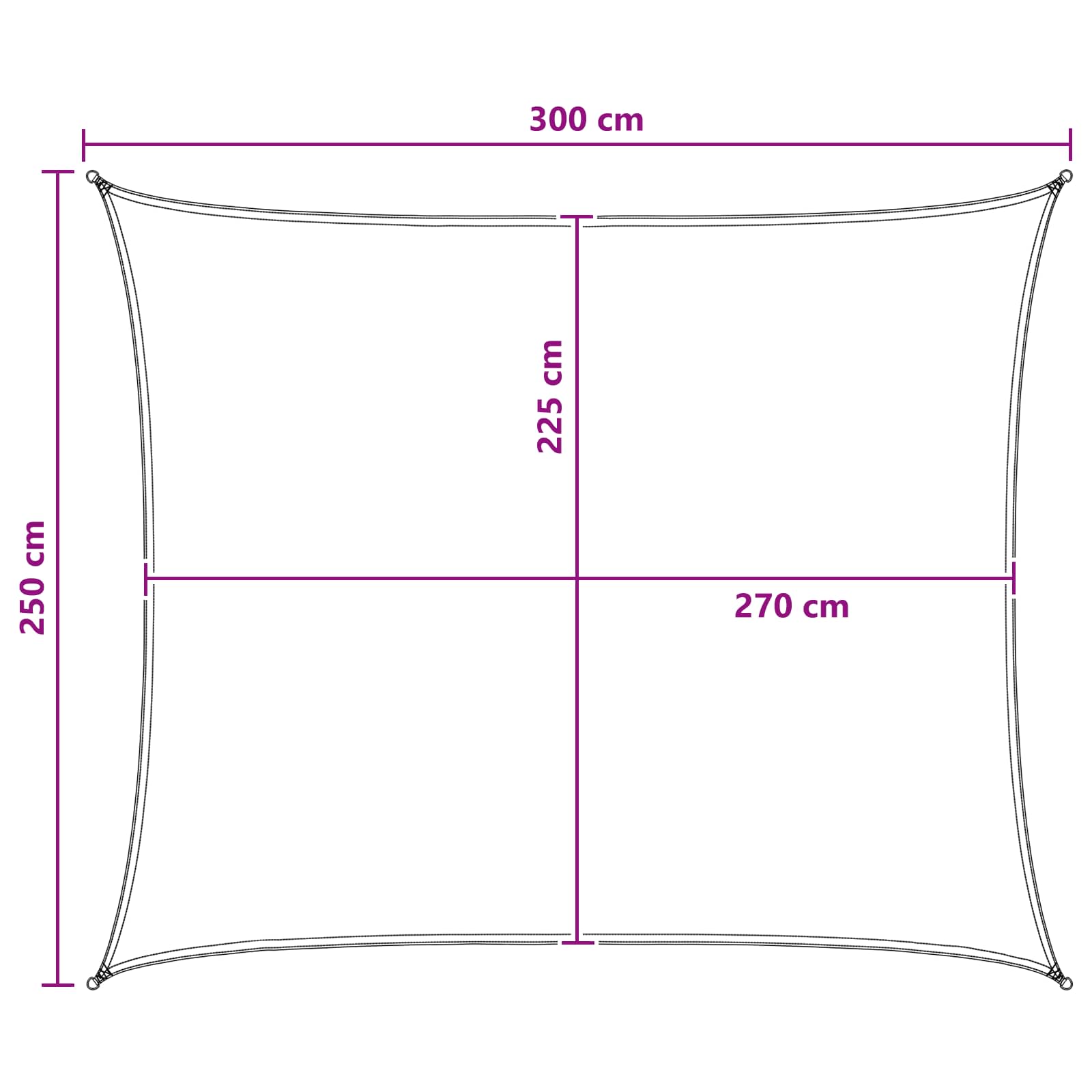 Sonnensegel 2,5 x 3 m HDPE Rechtwinklig Hellgrau und Weiß